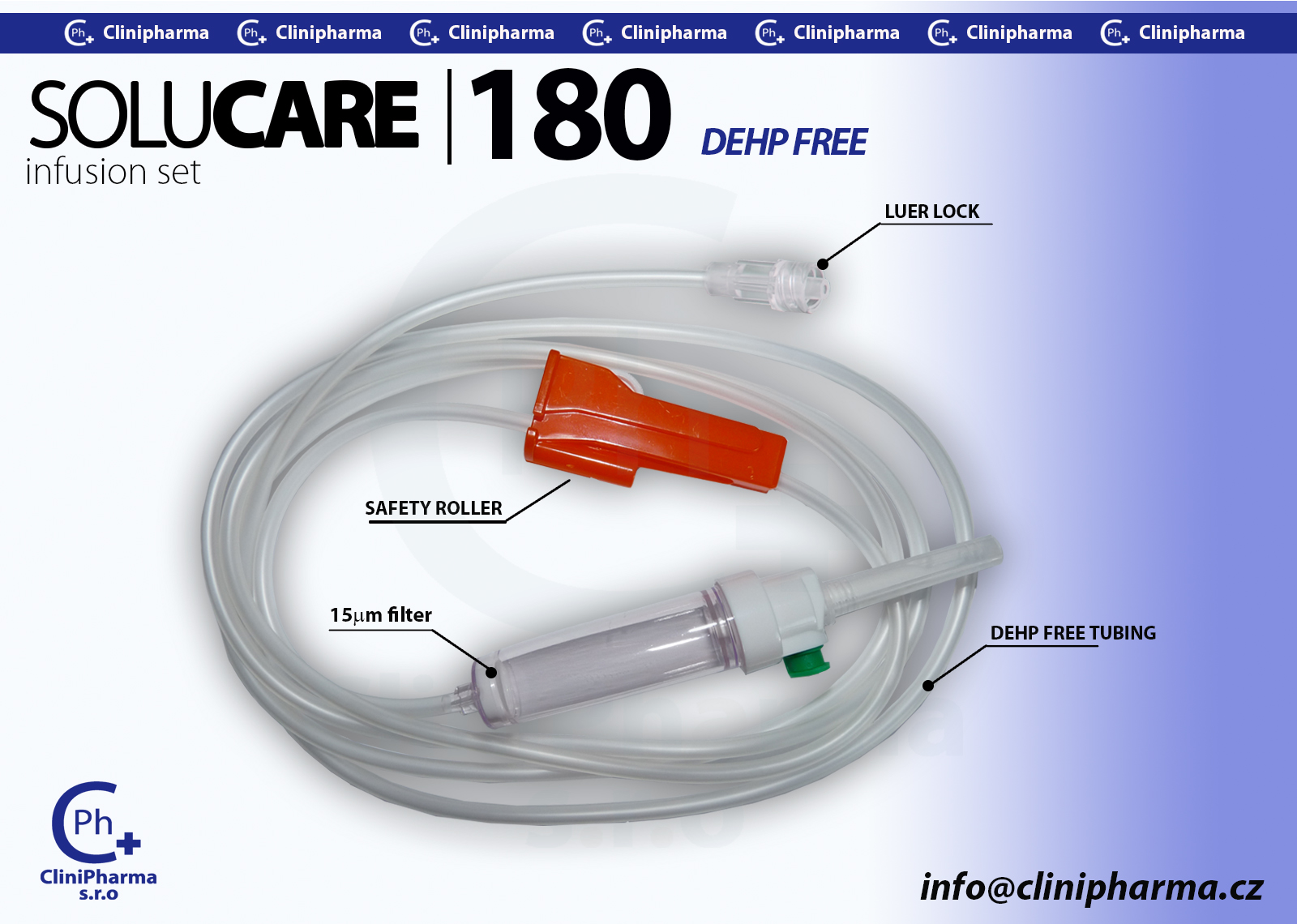 Infuzní set SOLUCARE 180 cm, přetlakový, gravitační (25ks/bal,4bal/krt)